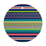 Aztec Triangle Chevron Wave Plaid Circle Color Rainbow Round Ornament (Two Sides)