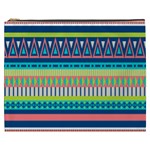 Aztec Triangle Chevron Wave Plaid Circle Color Rainbow Cosmetic Bag (XXXL) 