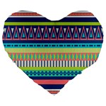 Aztec Triangle Chevron Wave Plaid Circle Color Rainbow Large 19  Premium Flano Heart Shape Cushions