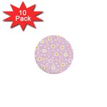 Flower Floral Sunflower Pink Yellow 1  Mini Buttons (10 pack)  Front