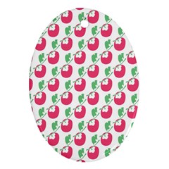 Fruit Pink Green Mangosteen Oval Ornament (two Sides)