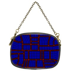 Line Plaid Red Blue Chain Purses (one Side)  by Mariart