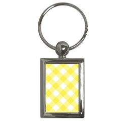 Plaid Chevron Yellow White Wave Key Chains (rectangle)  by Mariart