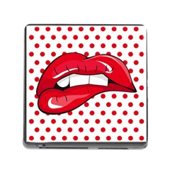 Sexy Lips Red Polka Dot Memory Card Reader (square) by Mariart