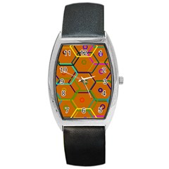 Color Bee Hive Color Bee Hive Pattern Barrel Style Metal Watch by Nexatart
