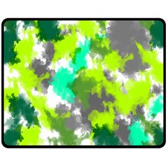 Abstract Watercolor Background Wallpaper Of Watercolor Splashes Green Hues Double Sided Fleece Blanket (medium)  by Nexatart