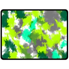 Abstract Watercolor Background Wallpaper Of Watercolor Splashes Green Hues Double Sided Fleece Blanket (large)  by Nexatart