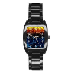 Abstract Background Stainless Steel Barrel Watch