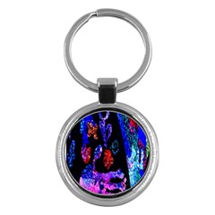 Grunge Abstract In Black Grunge Effect Layered Images Of Texture And Pattern In Pink Black Blue Red Key Chains (round) 