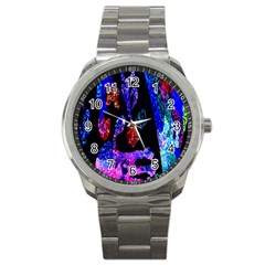 Grunge Abstract In Black Grunge Effect Layered Images Of Texture And Pattern In Pink Black Blue Red Sport Metal Watch