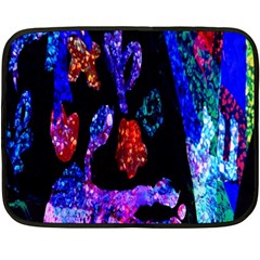 Grunge Abstract In Black Grunge Effect Layered Images Of Texture And Pattern In Pink Black Blue Red Fleece Blanket (mini)