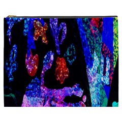 Grunge Abstract In Black Grunge Effect Layered Images Of Texture And Pattern In Pink Black Blue Red Cosmetic Bag (xxxl)  by Nexatart