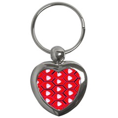 Red Bee Hive Background Key Chains (heart) 