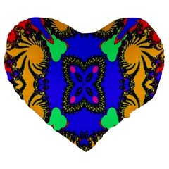 Digital Kaleidoscope Large 19  Premium Flano Heart Shape Cushions