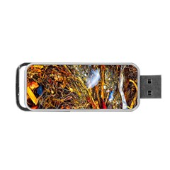 Abstract In Orange Sealife Background Abstract Of Ocean Beach Seaweed And Sand With A White Feather Portable Usb Flash (one Side) by Nexatart