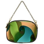 Ribbons Of Blue Aqua Green And Orange Woven Into A Curved Shape Form This Background Chain Purses (Two Sides)  Back