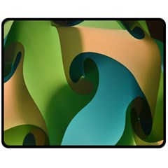 Ribbons Of Blue Aqua Green And Orange Woven Into A Curved Shape Form This Background Fleece Blanket (medium)  by Nexatart