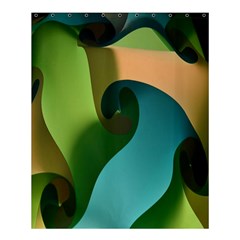 Ribbons Of Blue Aqua Green And Orange Woven Into A Curved Shape Form This Background Shower Curtain 60  X 72  (medium)  by Nexatart