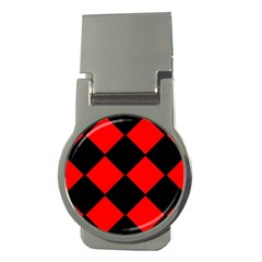 Red Black Square Pattern Money Clips (round) 