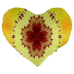 Yellow Digital Kaleidoskope Computer Graphic Large 19  Premium Heart Shape Cushions by Nexatart