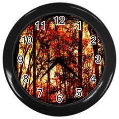 Forest Trees Abstract Wall Clocks (black) by Nexatart