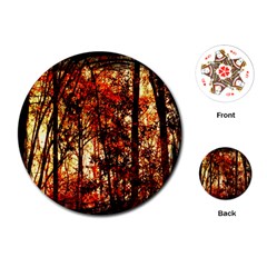 Forest Trees Abstract Playing Cards (round) 