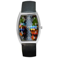 Diamond Abstract Background Background Of Diamonds In Colors Of Orange Yellow Green Blue And More Barrel Style Metal Watch by Nexatart