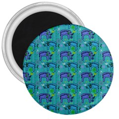 Elephants Animals Pattern 3  Magnets by Nexatart