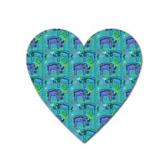 Elephants Animals Pattern Heart Magnet by Nexatart