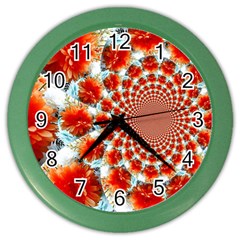 Stylish Background With Flowers Color Wall Clocks by Nexatart