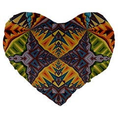 Kaleidoscopic Pattern Colorful Kaleidoscopic Pattern With Fabric Texture Large 19  Premium Heart Shape Cushions