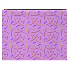 Confetti Background Pattern Pink Purple Yellow On Pink Background Cosmetic Bag (xxxl) 