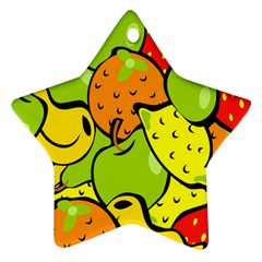Digitally Created Funky Fruit Wallpaper Star Ornament (two Sides) by Nexatart