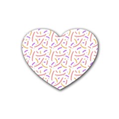 Confetti Background Pink Purple Yellow On White Background Rubber Coaster (heart)  by Nexatart