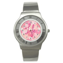 Life Typogrphic Stainless Steel Watch by Nexatart