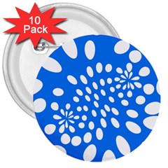 Circles Polka Dot Blue White 3  Buttons (10 Pack)  by Mariart