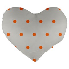Diamond Polka Dot Grey Orange Circle Spot Large 19  Premium Flano Heart Shape Cushions by Mariart