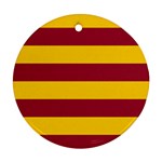 Oswald s Stripes Red Yellow Round Ornament (Two Sides) Back