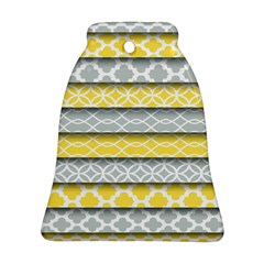 Paper Yellow Grey Digital Bell Ornament (two Sides)