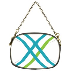 Symbol X Blue Green Sign Chain Purses (one Side)  by Mariart