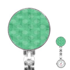 Polka Dot Scrapbook Paper Digital Green Stainless Steel Nurses Watch by Mariart