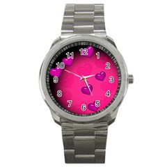 Pink Hearth Background Wallpaper Texture Sport Metal Watch