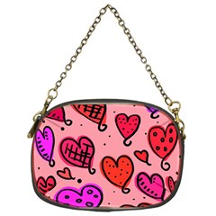 Valentine Wallpaper Whimsical Cartoon Pink Love Heart Wallpaper Design Chain Purses (one Side)  by Nexatart