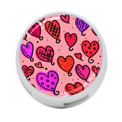 Valentine Wallpaper Whimsical Cartoon Pink Love Heart Wallpaper Design 4-port Usb Hub (two Sides)  by Nexatart