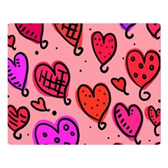 Valentine Wallpaper Whimsical Cartoon Pink Love Heart Wallpaper Design Double Sided Flano Blanket (large)  by Nexatart