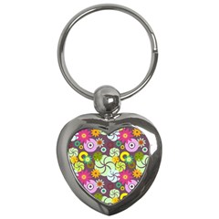 Floral Seamless Pattern Vector Key Chains (heart)  by Nexatart