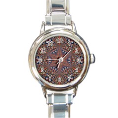 Armenian Carpet In Kaleidoscope Round Italian Charm Watch by Nexatart