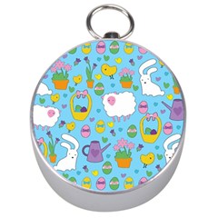 Cute Easter Pattern Silver Compasses