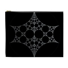 Drawing Of A White Spindle On Black Cosmetic Bag (xl)