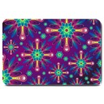 Purple and Green Floral Geometric Pattern Large Doormat 